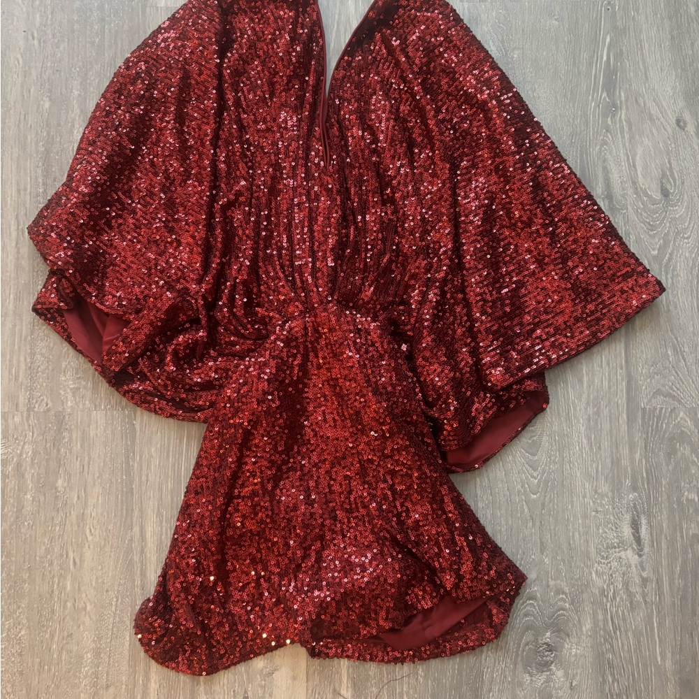Aakaa Red Sequin Romper